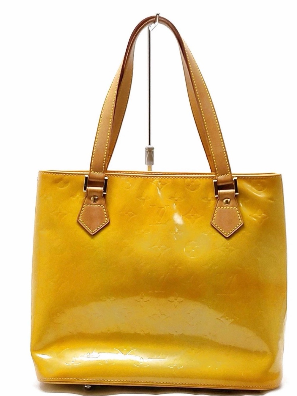 Louis Vuitton Yellow Patent Monogram Tote with Tan Straps
